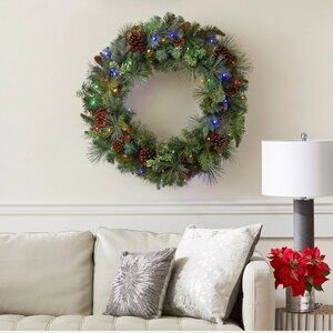 32" Pinecone LED Glitter Wreath